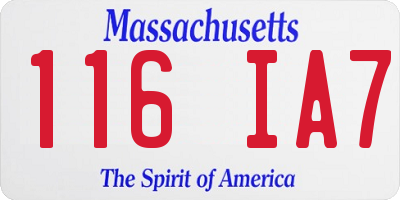 MA license plate 116IA7
