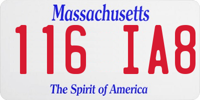 MA license plate 116IA8