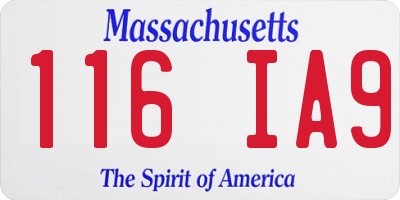 MA license plate 116IA9