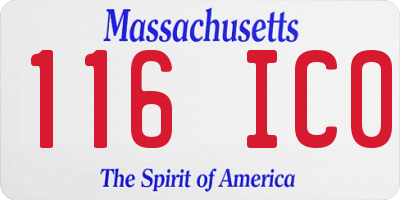 MA license plate 116IC0