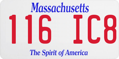 MA license plate 116IC8