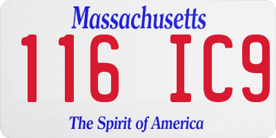 MA license plate 116IC9