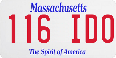 MA license plate 116ID0
