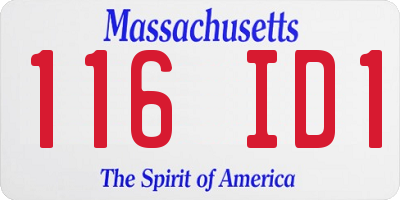 MA license plate 116ID1