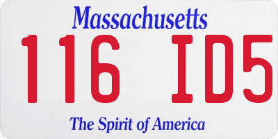 MA license plate 116ID5