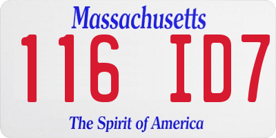 MA license plate 116ID7