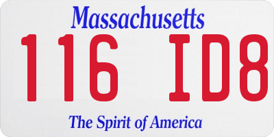 MA license plate 116ID8
