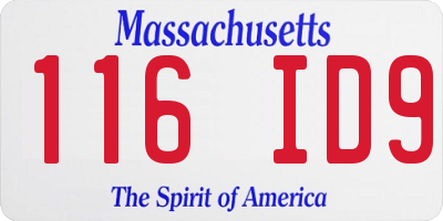 MA license plate 116ID9