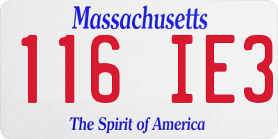MA license plate 116IE3