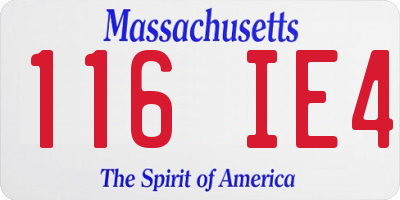 MA license plate 116IE4