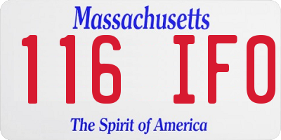 MA license plate 116IF0
