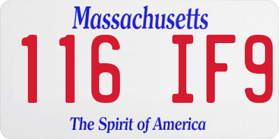 MA license plate 116IF9