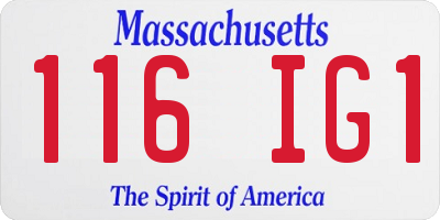 MA license plate 116IG1