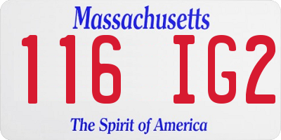 MA license plate 116IG2