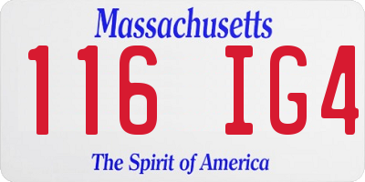 MA license plate 116IG4