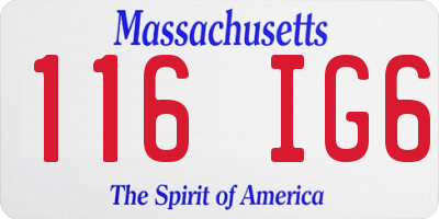 MA license plate 116IG6
