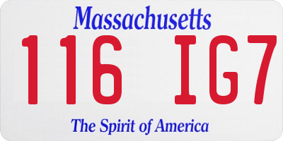 MA license plate 116IG7