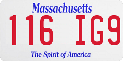 MA license plate 116IG9