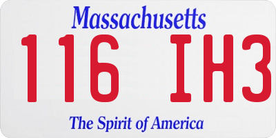 MA license plate 116IH3