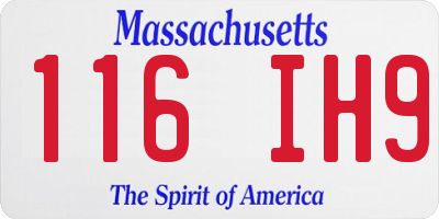 MA license plate 116IH9
