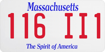 MA license plate 116II1