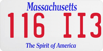 MA license plate 116II3