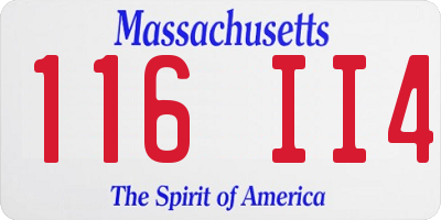 MA license plate 116II4