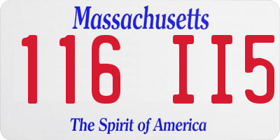 MA license plate 116II5