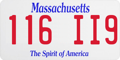 MA license plate 116II9
