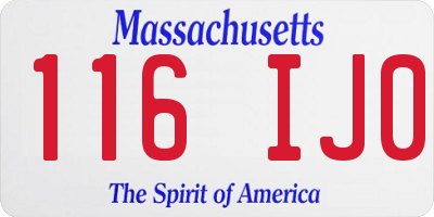 MA license plate 116IJ0