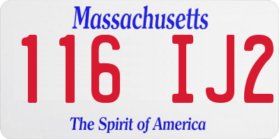 MA license plate 116IJ2