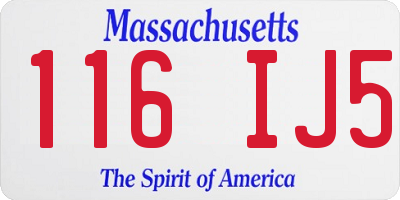 MA license plate 116IJ5
