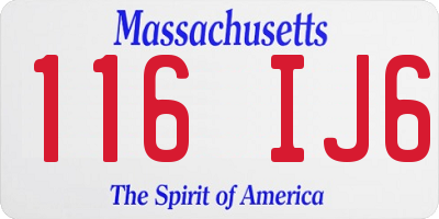 MA license plate 116IJ6