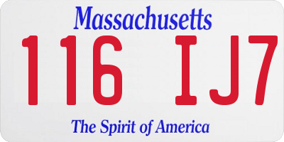 MA license plate 116IJ7