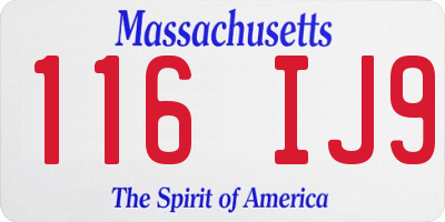 MA license plate 116IJ9