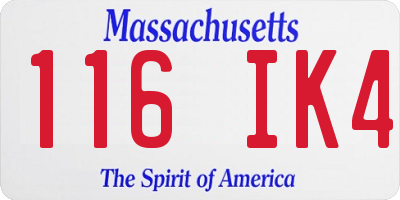 MA license plate 116IK4