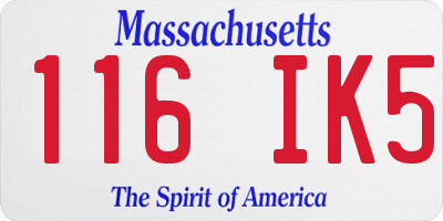 MA license plate 116IK5