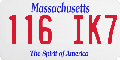 MA license plate 116IK7