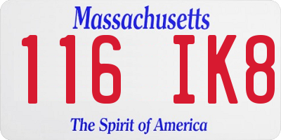 MA license plate 116IK8
