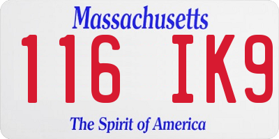 MA license plate 116IK9