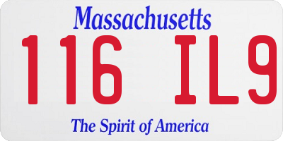 MA license plate 116IL9