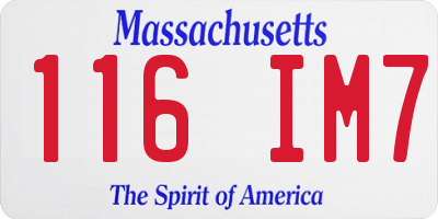 MA license plate 116IM7