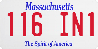 MA license plate 116IN1