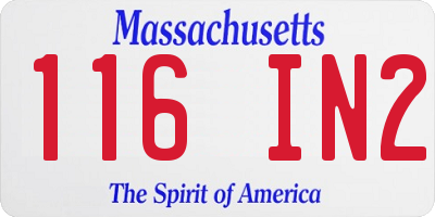 MA license plate 116IN2