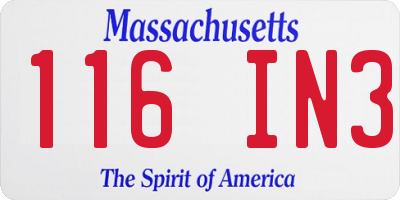 MA license plate 116IN3
