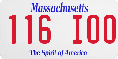 MA license plate 116IO0