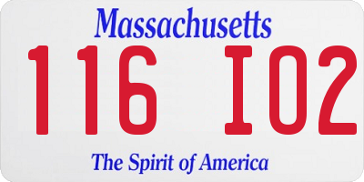 MA license plate 116IO2