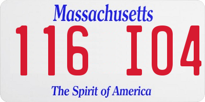 MA license plate 116IO4