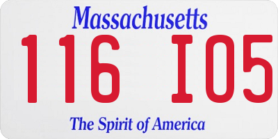 MA license plate 116IO5