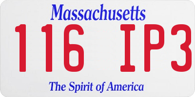 MA license plate 116IP3